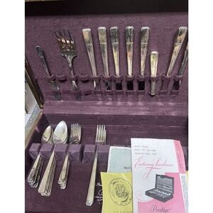 41 Pc Vintage Silverplate PRESTIGE 1938 "GRENOBLE" flatware set- With Box - Read